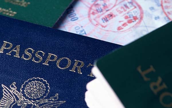 Close-up of passports